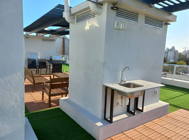 Alquiler Monoambiente Pocitos Nuevo al frente con balcón 1 Baño Parrillero — foto 11